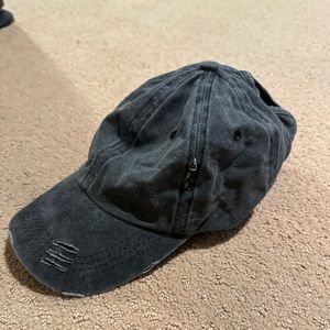Distressed Charcoal Ponytail Baseball Cap
